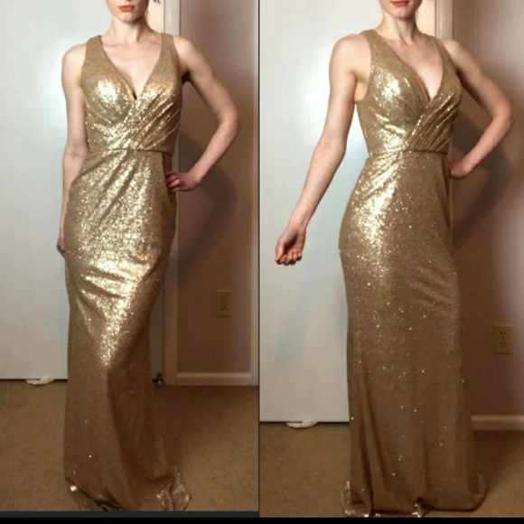 Bari Jay Dresses & Skirts - Bari Jay Golden floor length gown size 8